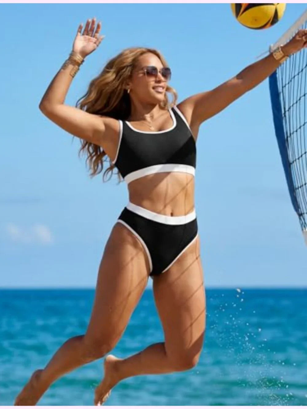Ribbed High Waisted Bikini Set Full Coverage Sporty 2 Piece Swimsuit